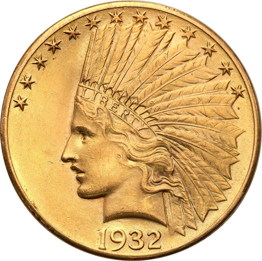 USA 10 dolarów 1932 Philadelphia Indianin st.1/1-